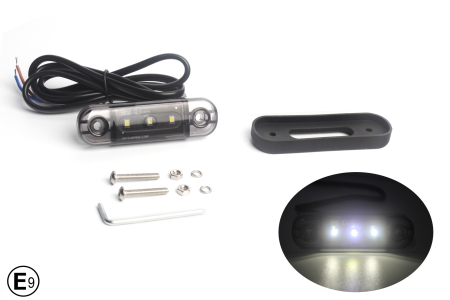 Noutati Flexzon - Lampa gabarit laterala LED alb fumuriu rezistent la apă IP67, 12V/24V Cablu 30 cm - E9 10R-06, ECE R10, ECE R148
