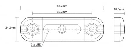 Lampa gabarit laterala LED portocaliu fumuriu rezistent la apă IP67, 12V/24V Cablu 30 cm - E9 10R-06, ECE R10, ECE R148 [1]
