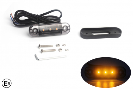 Lampi Laterale - Lampa gabarit laterala LED portocaliu fumuriu rezistent la apă IP67, 12V/24V Cablu 30 cm - E9 10R-06, ECE R10, ECE R148