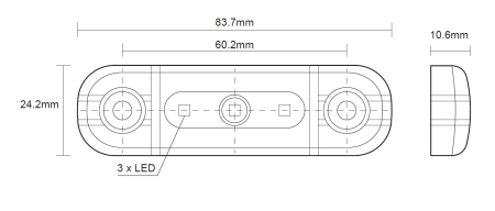Lampa gabarit laterala LED roșu fumuriu rezistent la apă IP67, 12V/24V Cablu 30 cm - E9 10R-06, ECE R10, ECE R148 [3]