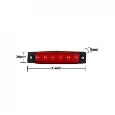 Lampi Camion/ Remorca - Lampa laterala 6 LED-uri 24V lumina rosie 14x54
