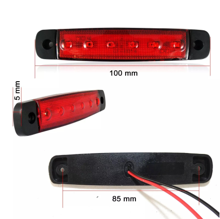 Lampa laterala Gabarit LED 12-24V, rosie pentru camion, remorca, TIR, van, rulota etc. [1]