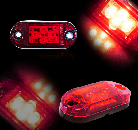 Noutati Flexzon - Lampa Laterala gabarit LED cu 4 LED-uri SMD - Rosu, 24V