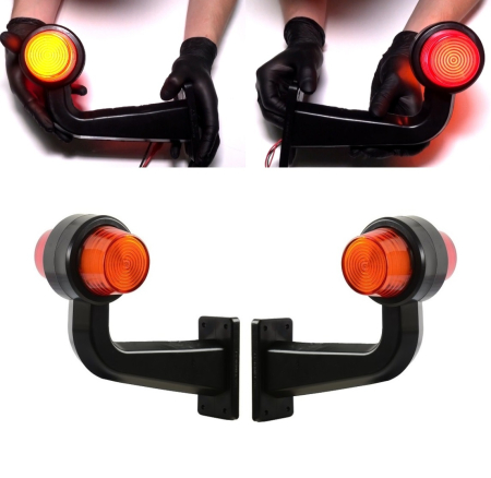 Accesorii Camioane - Set 2  Lampi laterale Gabarit LED Neon 12V-24V, portocaliu-roșu - 19,2 cm