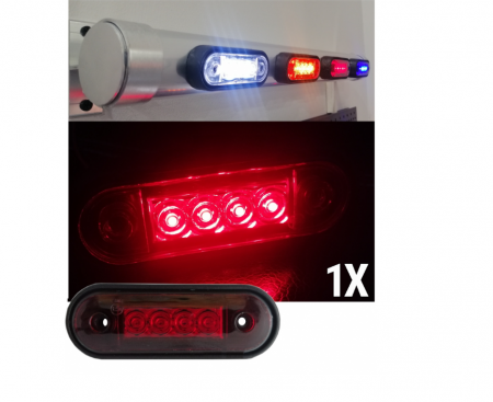 Lampi Laterale - Lampa laterala Rosu LED 12-24V (spate curbat pentru montare directă pe rollbar)