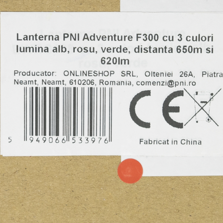 Lanterna PNI Adventure F300 cu 3 culori lumina alb, rosu, verde, distanta 650m si 620lm [7]