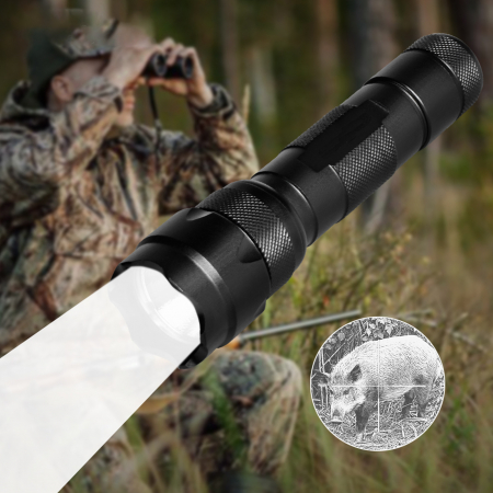 Import - Lanterna PNI Adventure FDW48 cu LED, aluminiu, acumulator 3000 mAh, cu incarcator acumulator inclus, negru