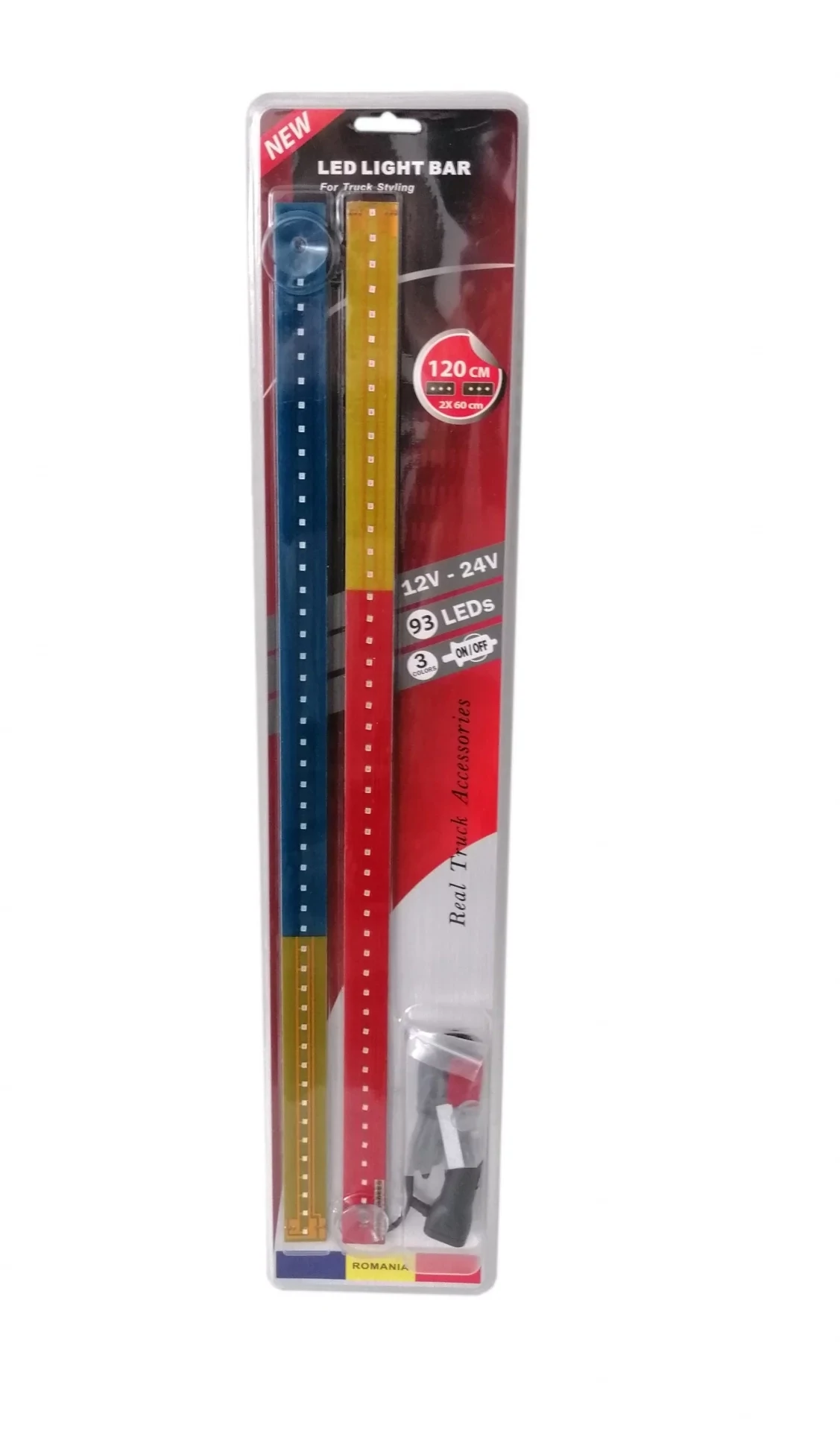 Noutati Real Auto - LED BAR 93 Led-uri 120cm Steagul Romania Auto Parbriz 12V 24V