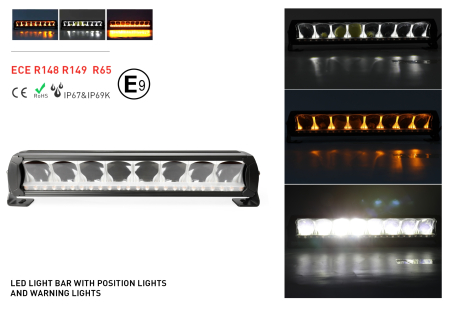 LED BAR - LED Bar Girofar, lumină albă puternică și lumină portocalie de avertizare, calitate înaltă, DRL, 80W, 5500lm, 45cm, 12-24V