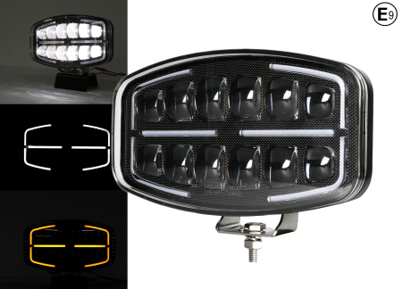 Poriector LED Far cu functie DRL, lumina alba/galbena - 12-24V, pentru jeep, camion, utilaje agricole si altele [0]