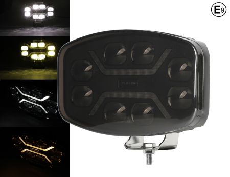 LED Far cu functie DRL, lumina alba/galbena - Carcasa fumurie - 12-24V, pentru jeep, camion, utilaje agricole si altele [0]