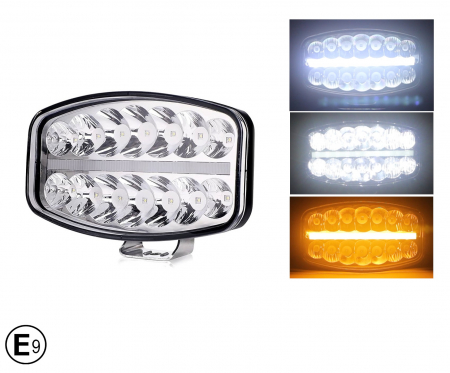 Electronice si electrice auto - Proiector LED Halogen 10 inch cu DRL alb/portocaliu 12-24V, 80W, 4000 lm, Certificat E9