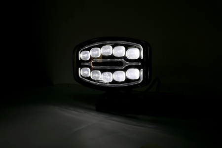 Proiector LED Halogen cu 3 functii - DRL alb/portocaliu si lumina de avertizare cu 4 moduri, rezistent la apa, 12-24V, 1400LM, IP67, IP69, ECE-R10 [9]