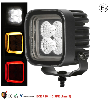 Proiectoare, lampi si leduri - Proiector LED Halogen 30W - Alb, Lumina difuza cu lumina DRL galbena si rosie 12-24V