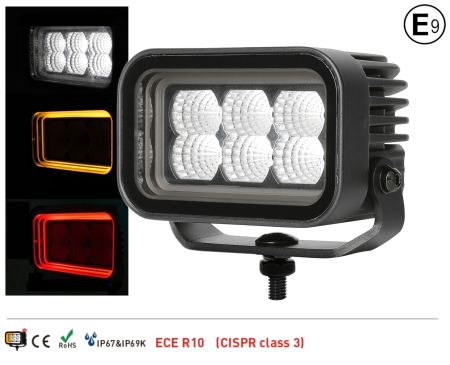 Proiectoare, lampi si leduri - Proiector LED Halogen 42W - Alb, Lumina difuza cu lumina DRL galbena si rosie 12-24V