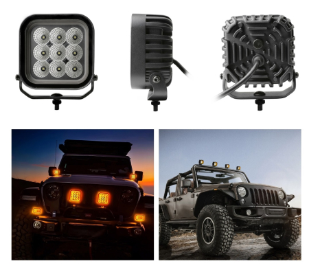 Proiector LED Halogen 60W - Alb, Lumina difuza cu lumina DRL galbena si rosie 12-24V [3]