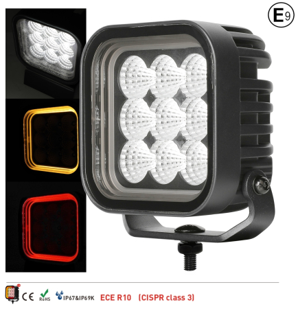 Electronice si electrice auto - Proiector LED Halogen 60W - Alb, Lumina difuza cu lumina DRL galbena si rosie 12-24V
