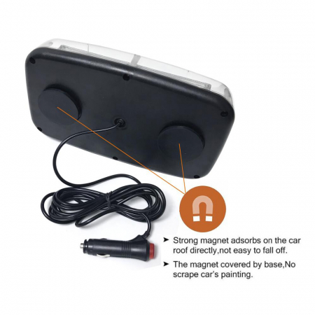 Girofar cu magnet, 15 moduri de lumină Alb, pentru asistență rutieră, platformă de zăpadă și altele 12-24V [12]
