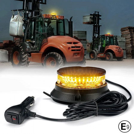 Electronice si electrice auto - Led lampa de urgenta tip Girofar, stroboscopic cu magnet, pentru asistenta rutiera, platforma, 12-24V, E9 E-Mark