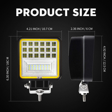 Proiector LED Lumina Ceata Iluminat Alb / Galben 126W 12V / 24V Flood Beam Exterior Jeep Cabina [8]