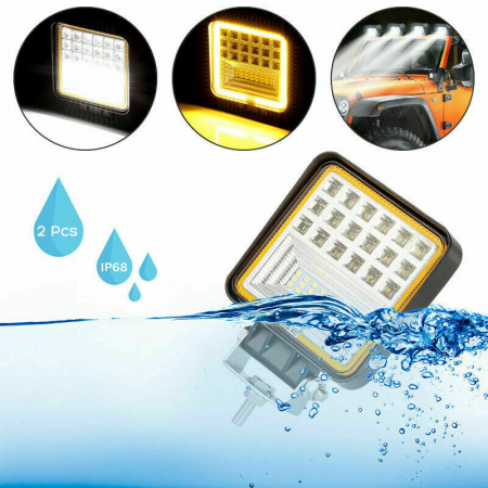 Proiector LED Lumina Ceata Iluminat Alb / Galben 126W 12V / 24V Flood Beam Exterior Jeep Cabina [5]