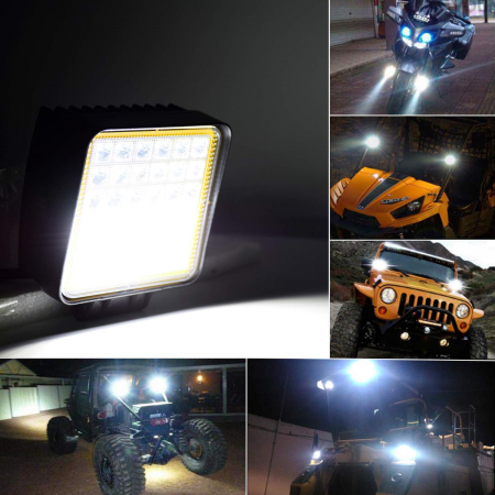 Proiector LED Lumina Ceata Iluminat Alb / Galben 126W 12V / 24V Flood Beam Exterior Jeep Cabina [7]