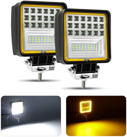 Proiector LED Lumina Ceata Iluminat Alb / Galben 126W 12V / 24V Flood Beam Exterior Jeep Cabina [3]