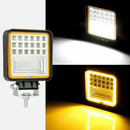 Proiector LED Lumina Ceata Iluminat Alb / Galben 126W 12V / 24V Flood Beam Exterior Jeep Cabina [4]