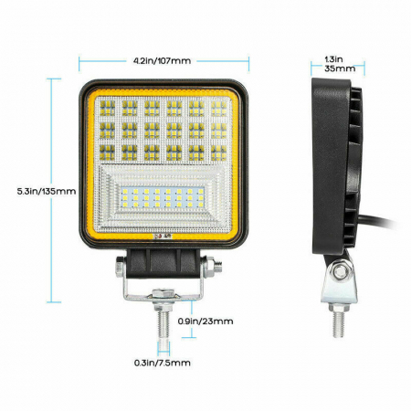 Proiector LED Lumina Ceata Iluminat Alb / Galben 126W 12V / 24V Flood Beam Exterior Jeep Cabina [1]