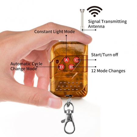 Stroboscoape LED Lumină de avertizare urgență, grilă față, spate cablare modul de cutie si telecomand, 12 -24 V, 4 buc [1]