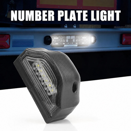 Electronice si electrice auto - Lampa numar inmatriculare cu LED 12V pentru remorca, autobuz, rulota, platforma, negru