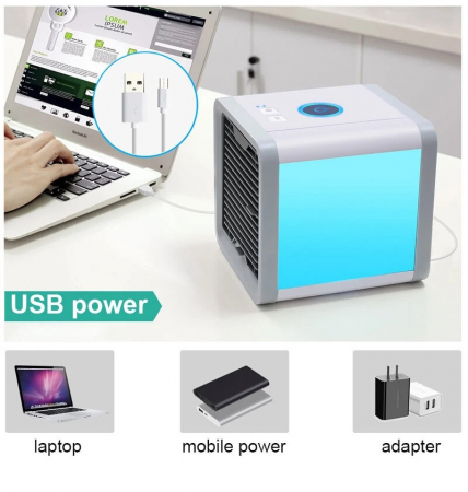 Mini Aer conditionat portabil 3 in 1 cu USB – Răcire, Umidificare, Purificare Led 7 culori [3]