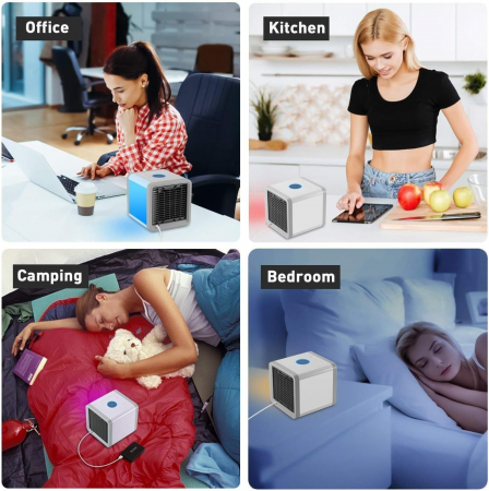 Mini Aer conditionat portabil 3 in 1 cu USB – Răcire, Umidificare, Purificare Led 7 culori [9]
