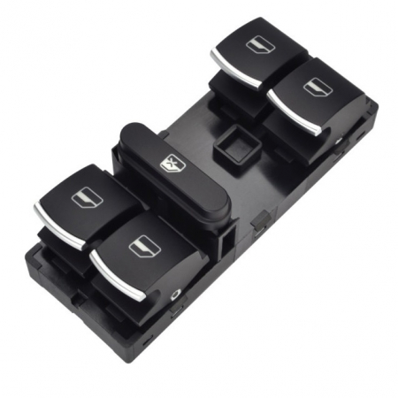 Electronice si electrice auto - Modul Panou Butoane Geamuri Electrice - Flexzon - VW Golf, Passat, Jetta, Touran, Seat - 2004+ - crom / negru