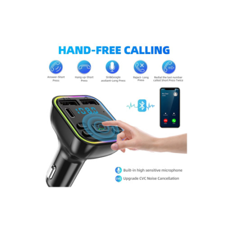 Modulator FM auto Bluetooth 5.0 Type-C dual USB 3.1A incarcare rapida RGB afisaj LED Cod: RAZ152 [2]