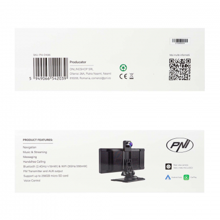 Monitor auto cu DVR PNI D1026 10.26 inch, wireless Carplay, navigatie, muzica, handsfree, bluetooth, FM transmitter [1]