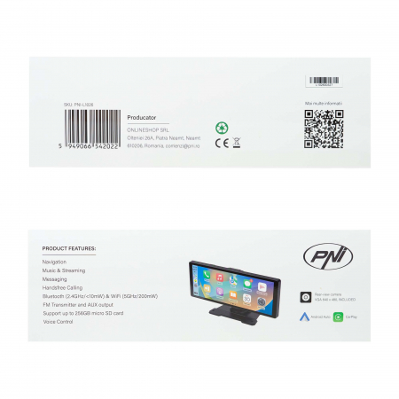 Monitor auto PNI L1026 10.26 inch, wireless Carplay, navigatie, muzica, handsfree, bluetooth, FM transmitter [3]