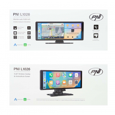 Monitor auto PNI L1026 10.26 inch, wireless Carplay, navigatie, muzica, handsfree, bluetooth, FM transmitter [4]