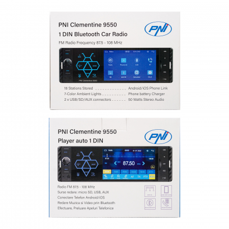 MP5 player auto PNI Clementine 9550 1DIN display 4 inch 50Wx4, Bluetooth, radio FM, Carplay, functie RDS [2]