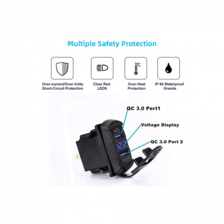 Mufa bord incarcator USB QC3.0 cu voltmetru 12-24V [2]