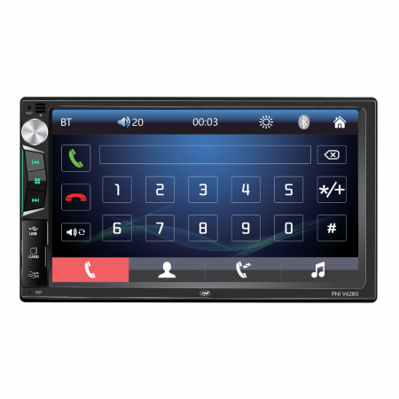 Multimedia player auto MP3/MP4/MP5 cu Bluetooth, functie MirrorLink Android/iOS, radio FM, intrare AUX, redare fisiere audio si video. [1]