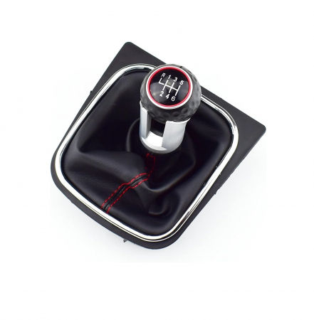 Nuca si manson din piele ecologica, pentru schimbator de viteze, compatibil Volkswagen Golf 5, 6, MK5, MK6, Jetta 5, 6, EOS, Scirocco, model GTI, GTD, 6 trepte de viteza [3]
