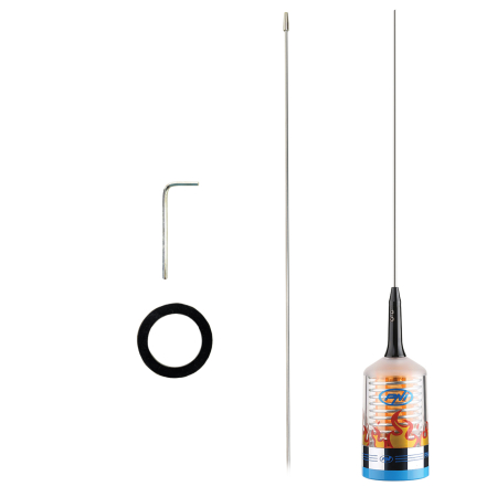 Pachet Antena CB PNI TRUCKER 9000 PL cu LED, lungime 140 cm, 26-28MHz, 1000W cu sticky Pad Drapel inclus [4]