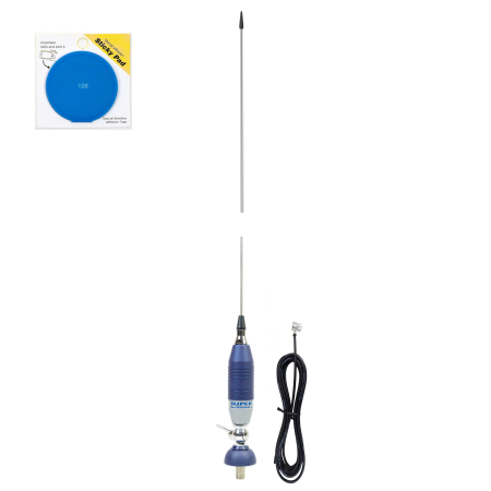 Pachet Antena CB Sirio SUPER 9 cu fluture, lungime 155 cm si Sticky Pad Blue inclus [13]
