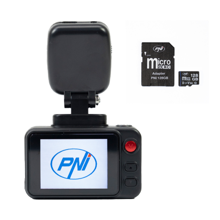 Camere auto - Pachet Camera auto DVR PNI Voyager S2500, WiFi, 4K UHD, ecran 2 inch si card de memorie microSD 128GB inclus