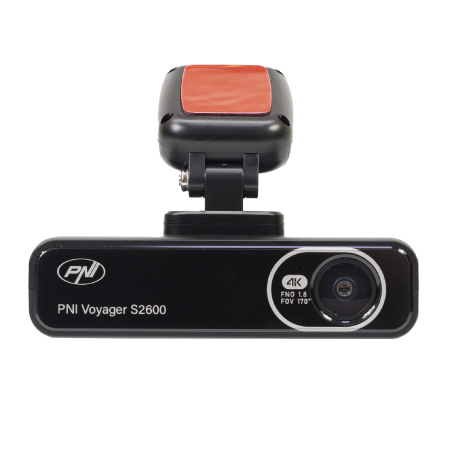 Pachet Camera auto DVR PNI Voyager S2600, WiFi, 4K Ultra HD, GPS si card de memorie microSD 128GB inclus [1]