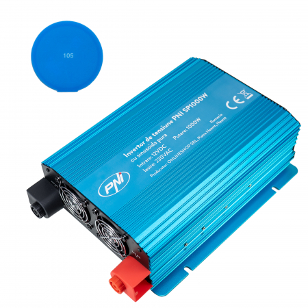 Invertor De Tensiune - Pachet Invertor de tensiune PNI SP1000W cu sinusoida pura, alimentare 12V + Cadou Sticky Pad Blue