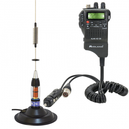 Accesorii electronice auto - Pachet statie radio CB Midland Alan 42 DS + Antena PNI ML70 cu magnet