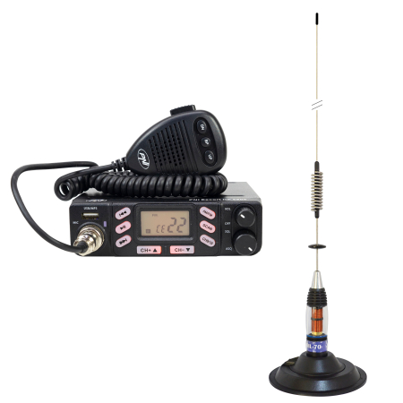 Electronice si electrice auto - Pachet Statie radio CB PNI Escort HP 6800 ASQ, 12/24 V cu antena CB PNI ML70 cu magnet