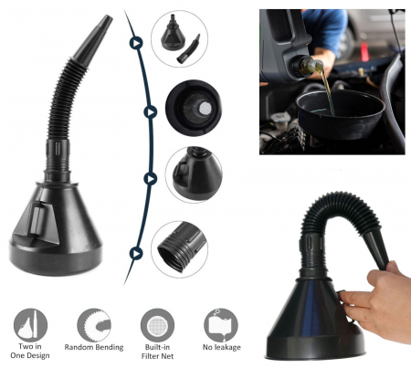 Noutati Real Auto - Palnie auto, pentru ulei si benzina, lungime tub 36 cm, plasa filtru pentru a nu permite intrarea impuritatilor